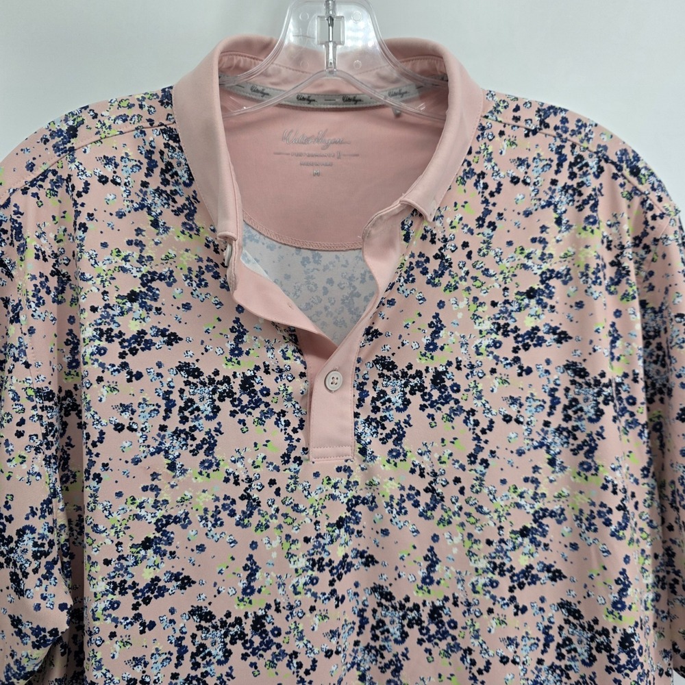 Walter Hagen Golf Shirt Polo Floral Print M Pink Polyester